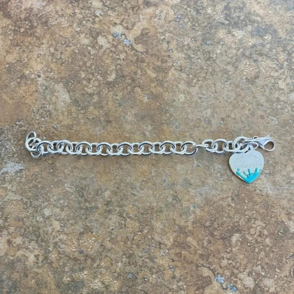 Tiffany & Co Return to Tiffany Blue Enamel Splash Heart Tag Bracelet EUC! - Picture 6 of 8